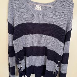 Hippie Rose Gray and Black Striped Sweater